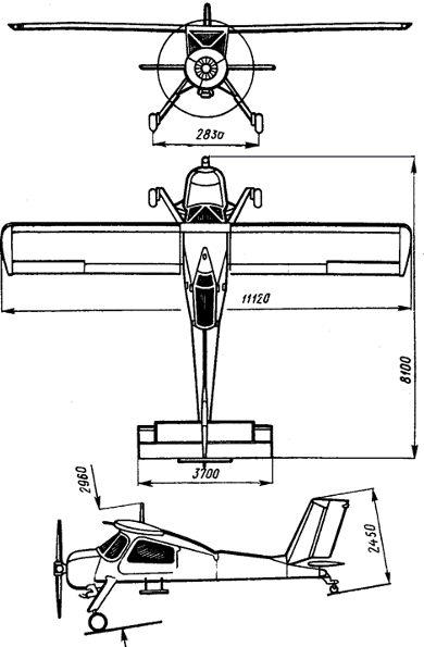 Схема самолета в трех проекциях